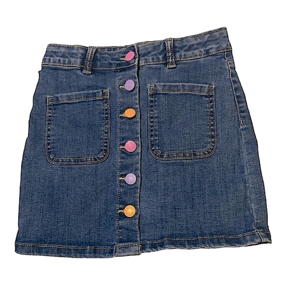 THERE ABOUTS Midi Skirt Girls Size 8 Front Pockets 6 Pastel Front Button Closure
